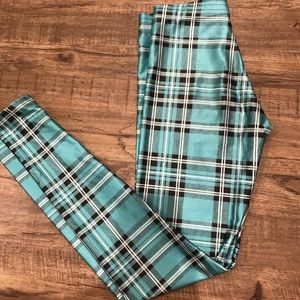 Blackmilk Tartan Turquoise Leggings